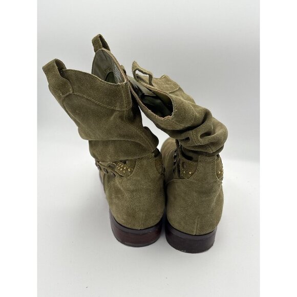 Twiggy London Womens Suede Leather Upper Studded Boots Size 7 Olive Green - Picture 4 of 5